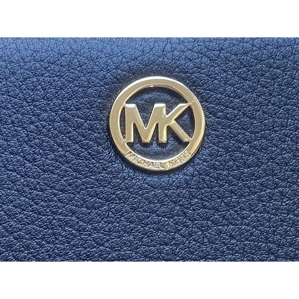 MICHAEL KORS Fulton‎ Black Pebbled Leather Wristlet/Wallet with Zipper & Gold